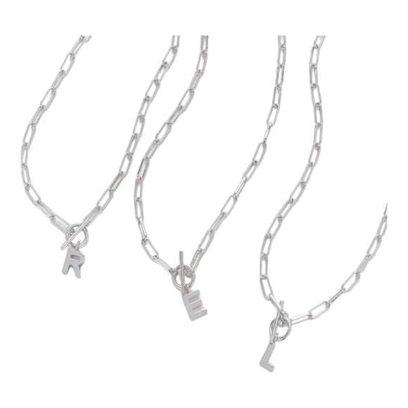 Natalie Wood Designs Toggle Initial Neclace in Silver: In Initial "P" - Picture 4 of 5
